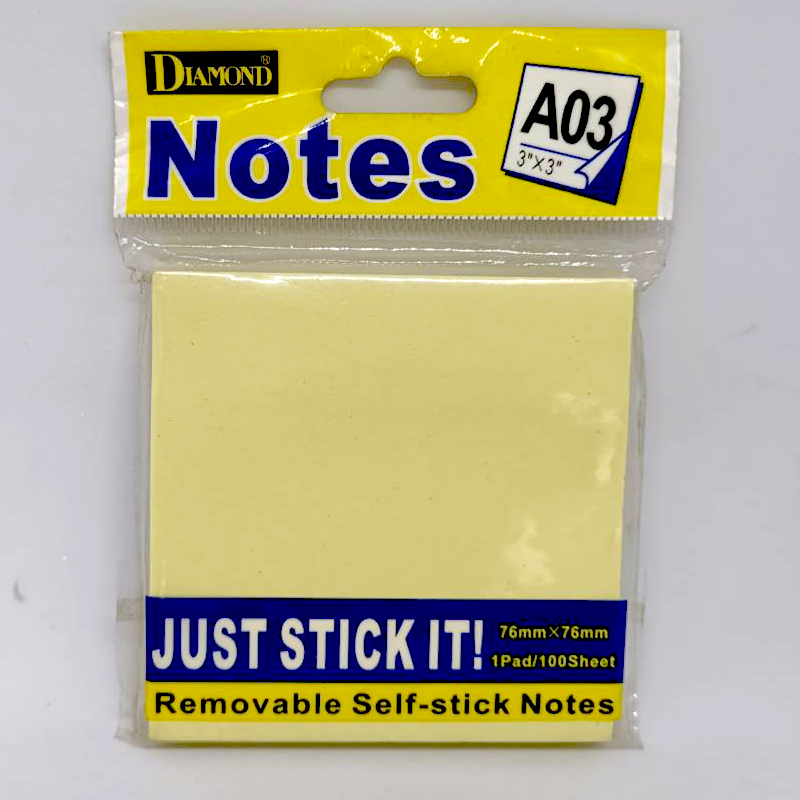 กระดาษโน้ตกาว สีเหลือง A-03 (3×3″)