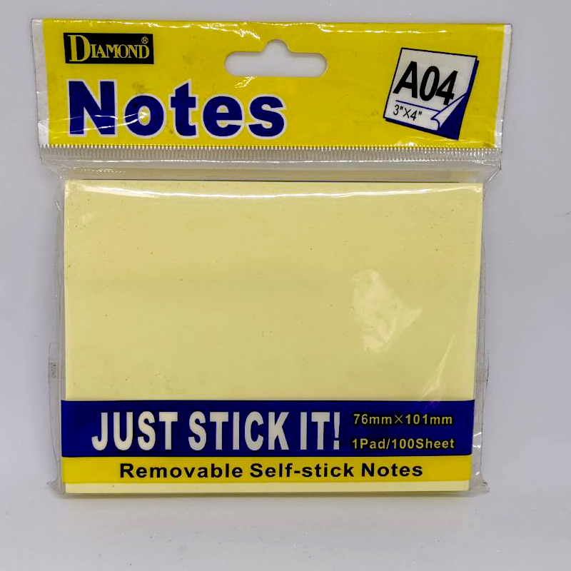 กระดาษโน้ตกาว สีเหลือง A-04 (3×4″)