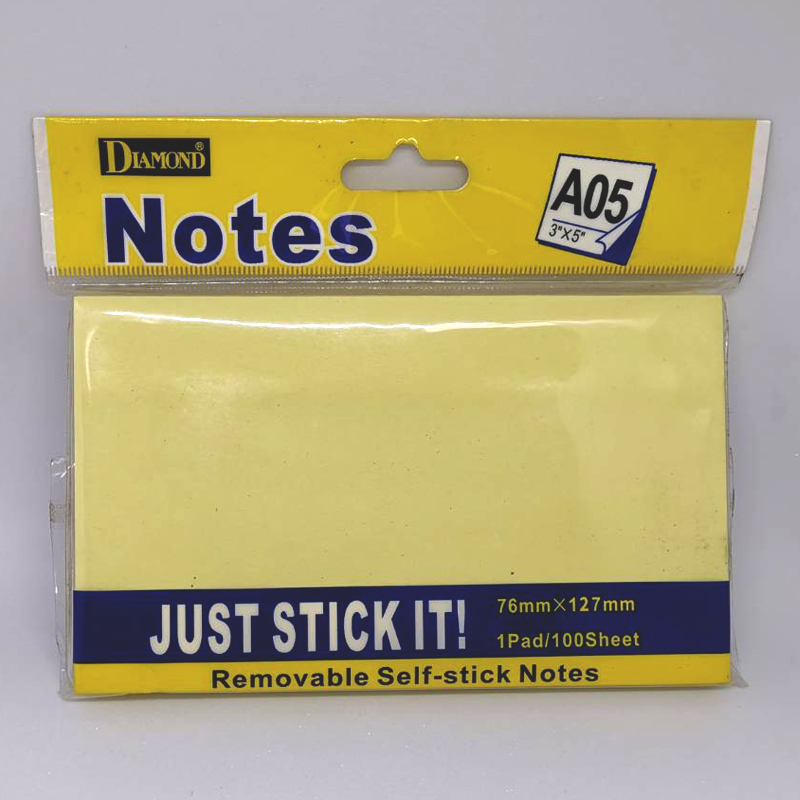 กระดาษโน้ตกาว สีเหลือง A-05 (3×5″)